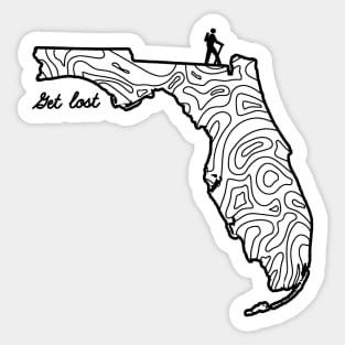 Get Lost Hiking Topographic Art Hike Florida State Map Sticker